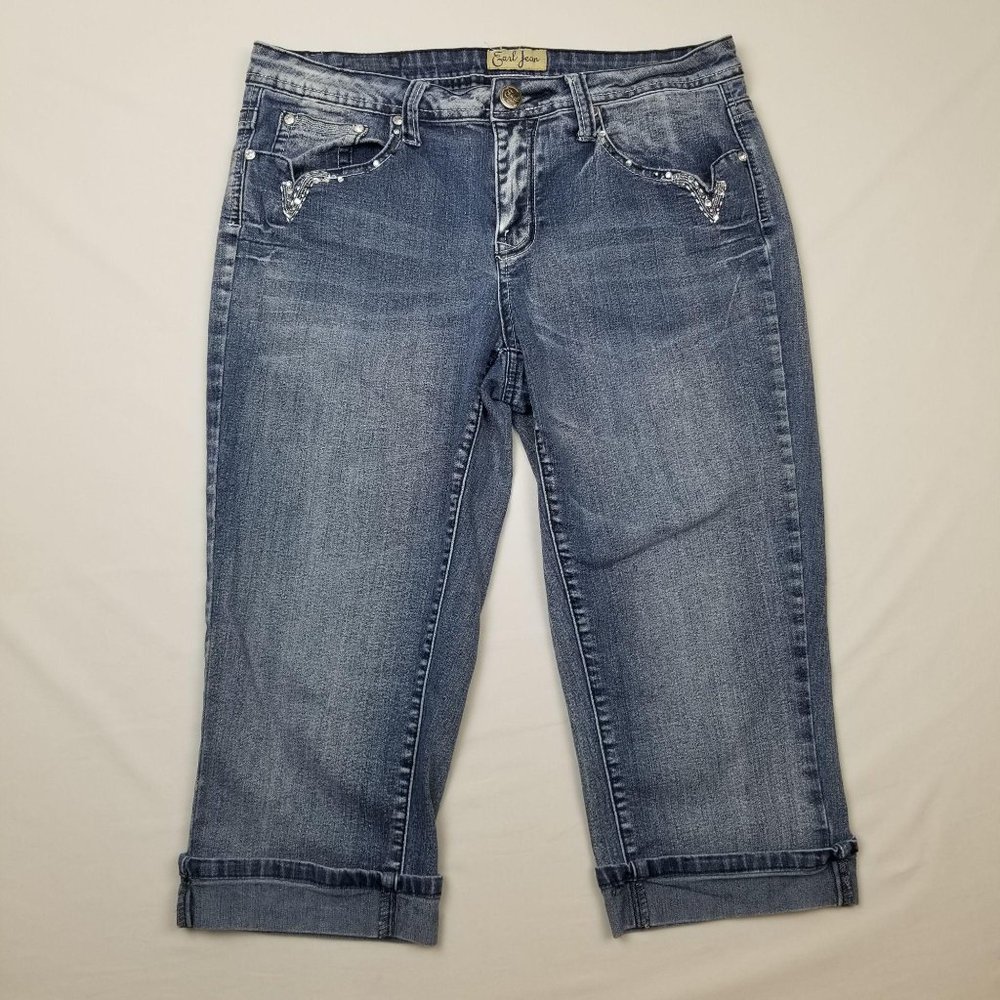 Earl Jean Embroidered Cropped Jeans Size 8 Womens